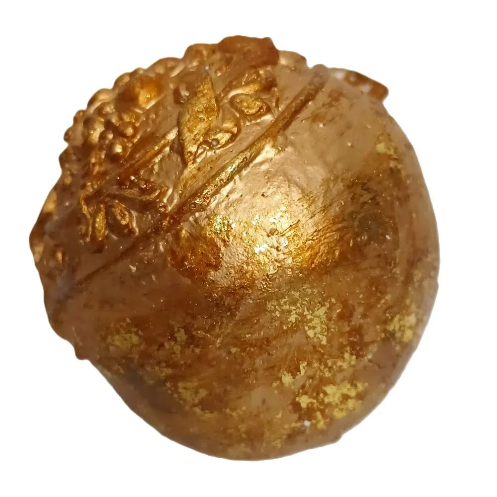 Holiday Gold Leaf Ornaments Handmade: 1 Gold Leaf Globe with Doves Ornament